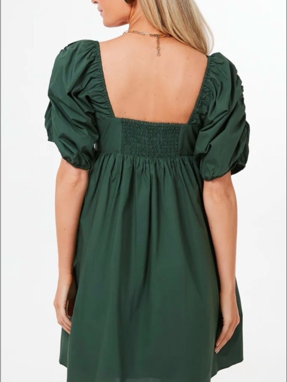 Tuckernuck Hyacinth House Emerald Puff Sleeve Sasha Mini Dress Size S MSRP $178 - Picture 3 of 6
